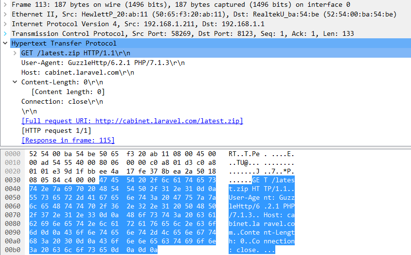 WireShark抓包GuzzleHTTP