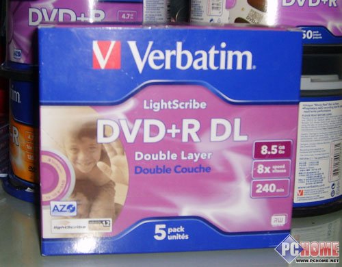 新上市的威宝光雕DVD+R DL 单片装